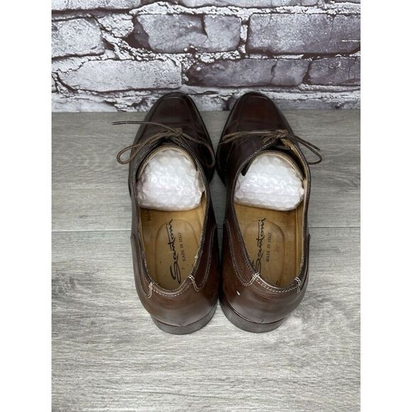 Santoni Brown Leather Apron Toe Loafers Oxfords Dress Shoes Men’s Sz 10D US/43EU main image 7